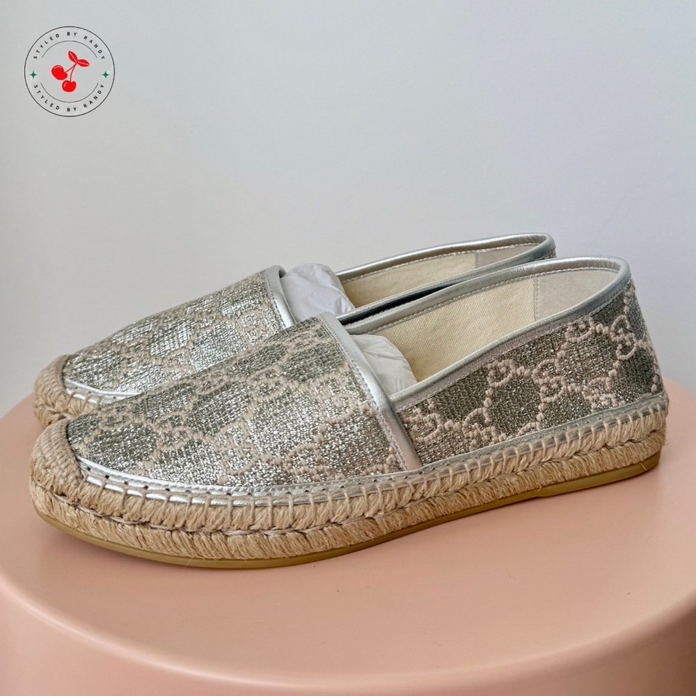 Gucci Heritage Metallic Espadrilles in Silver